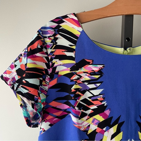 Vintage Signature By Robbie Bee Funky Geometric Neon Printed Midi Dress Size 14 - Picture 8 of 9